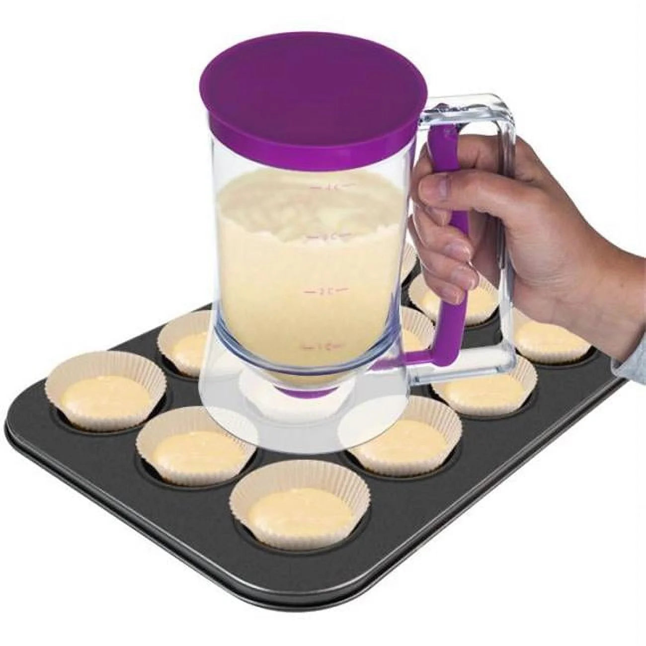 Essentials Pancake Batter Dispenser with Squeeze Handle, Purple