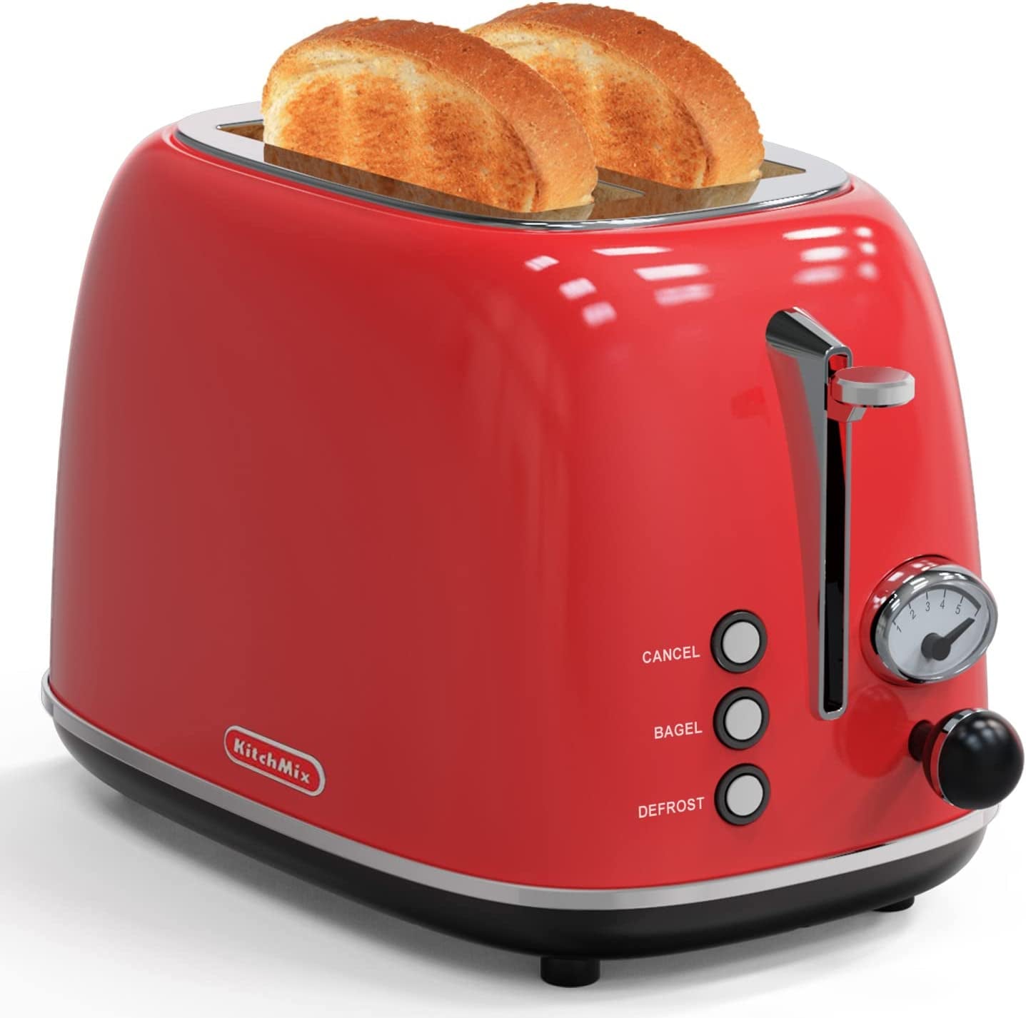 Essentials Toaster 2 Slice, Retro Stainless Steel Toaster  