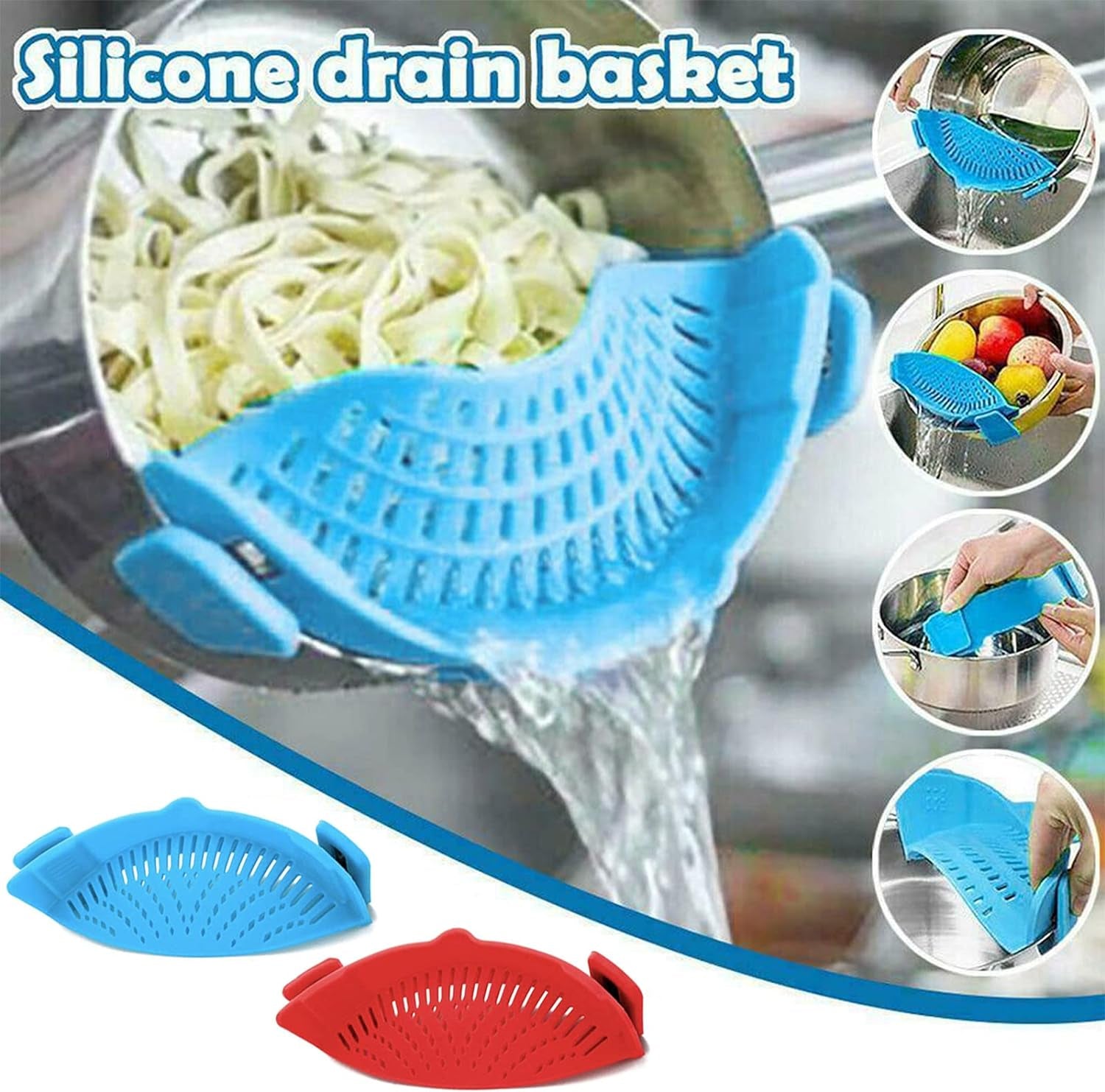 Essentials 2 Pcs Clip on Pasta Strainer