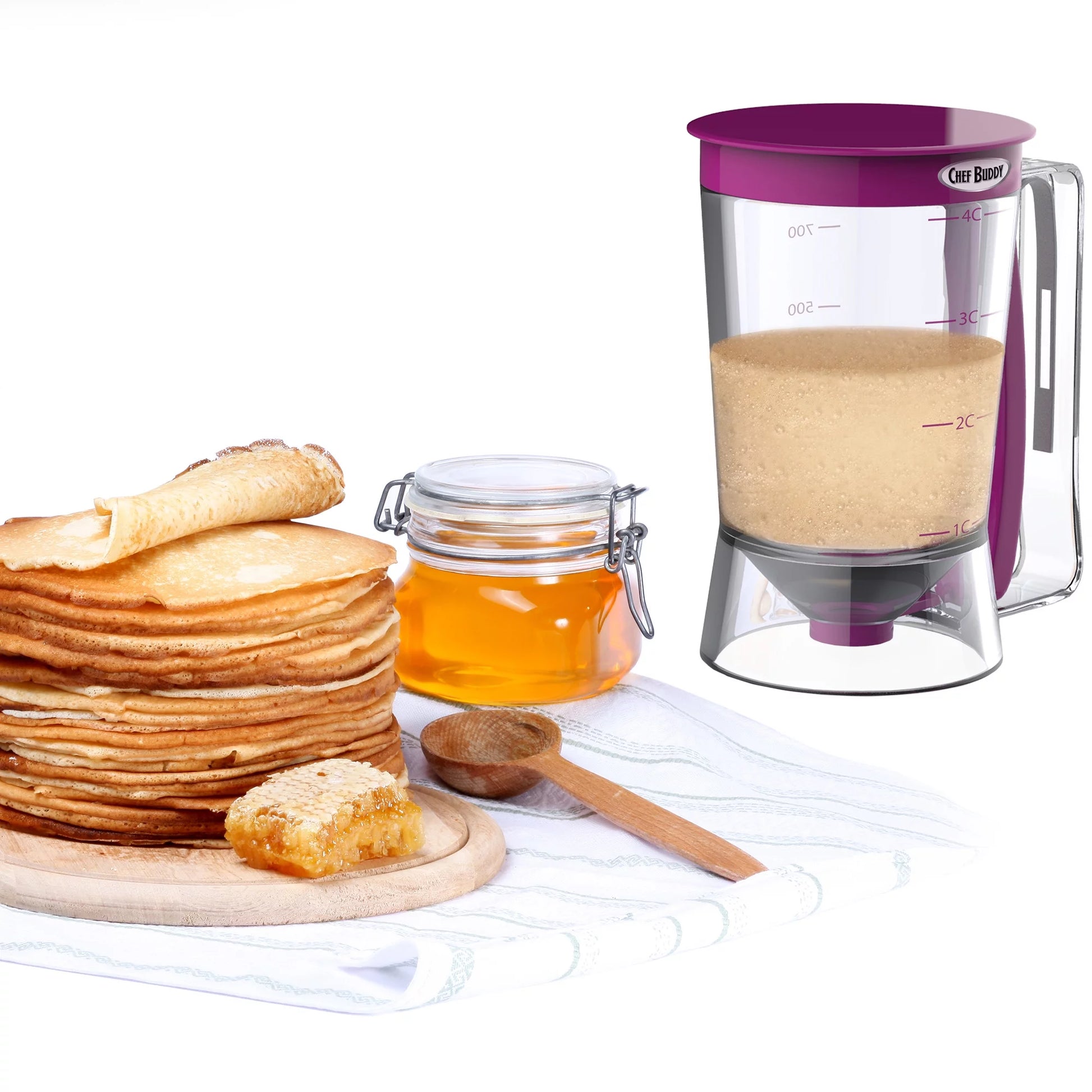 Essentials Pancake Batter Dispenser with Squeeze Handle, Purple