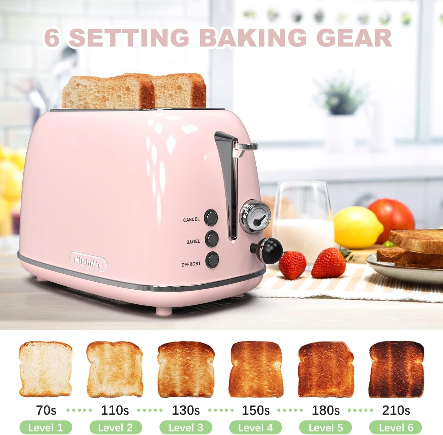 Essentials Toaster 2 Slice, Retro Stainless Steel Toaster  