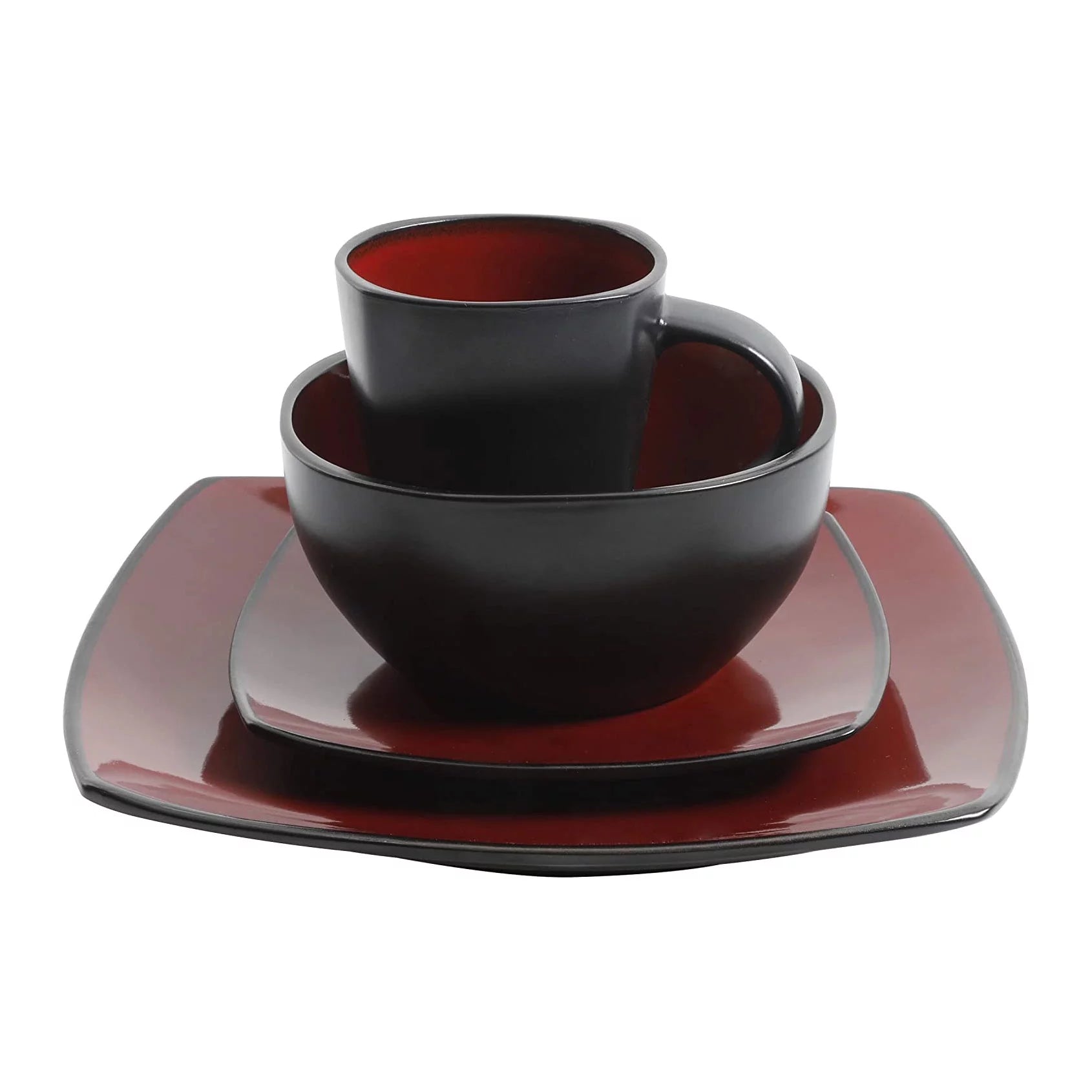 Soho Lounge Square 16-Piece Dinnerware Set - Red