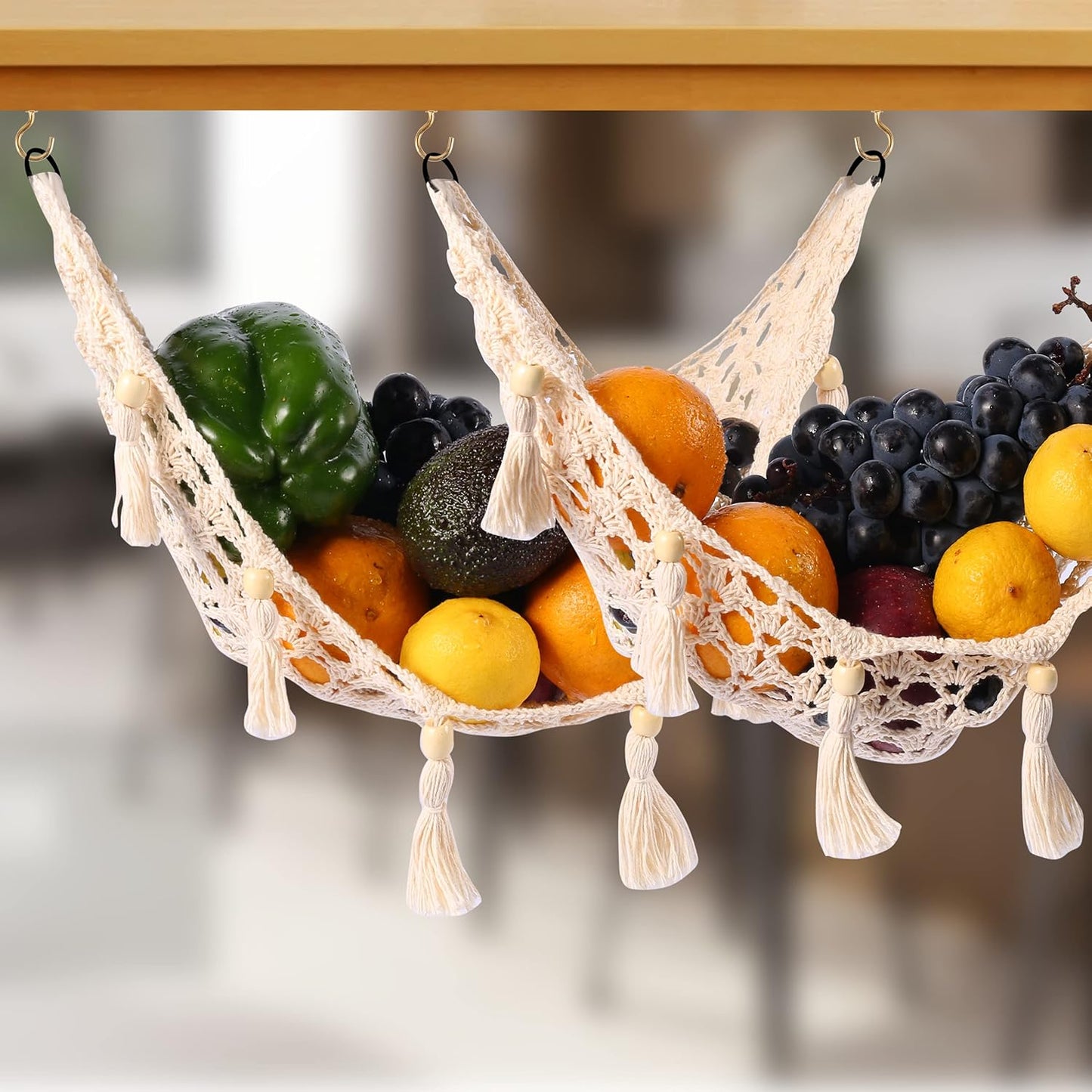 Essentials Fruit Hammock under Cabinet 2 Pcs with 12 Tassels