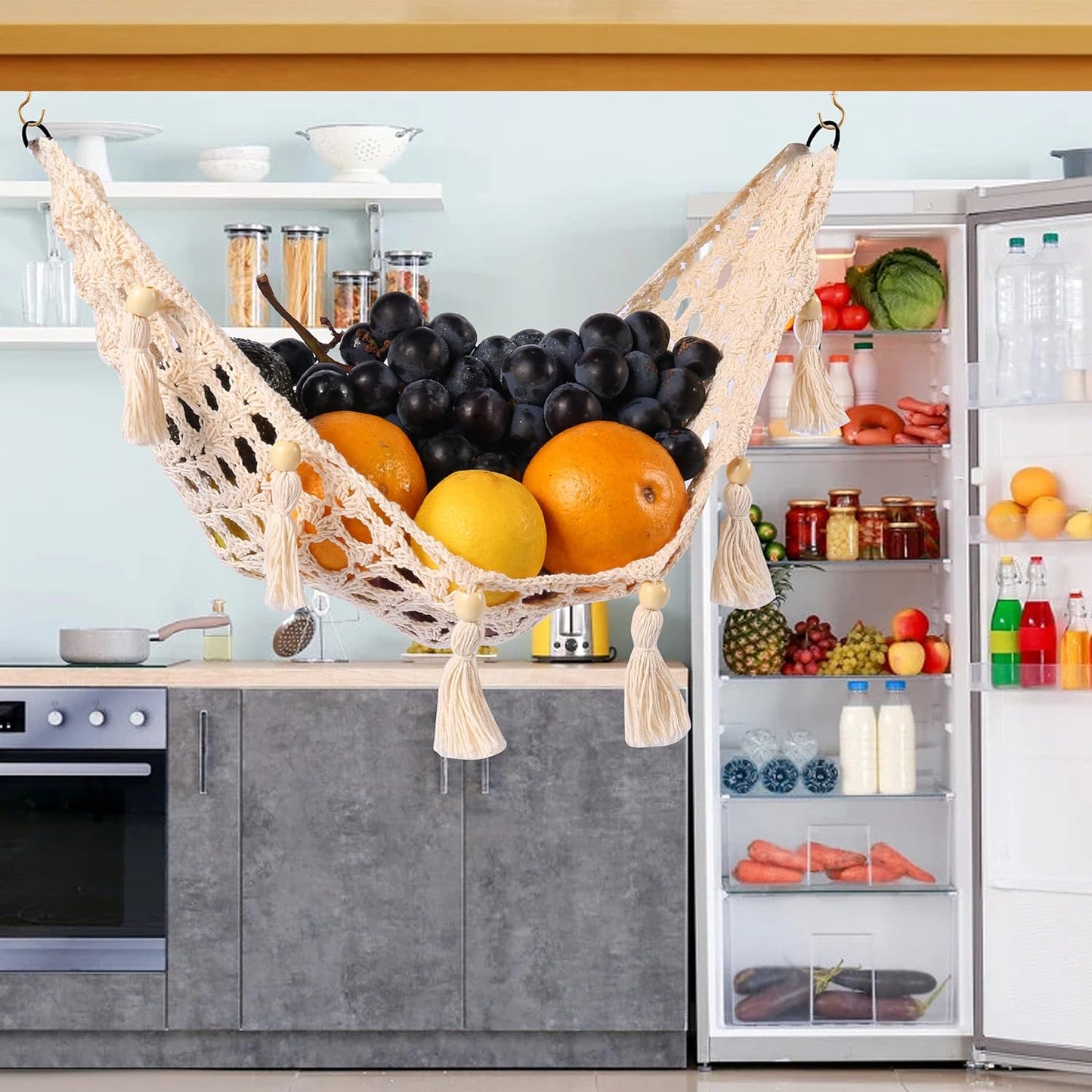 Essentials Fruit Hammock under Cabinet 2 Pcs with 12 Tassels