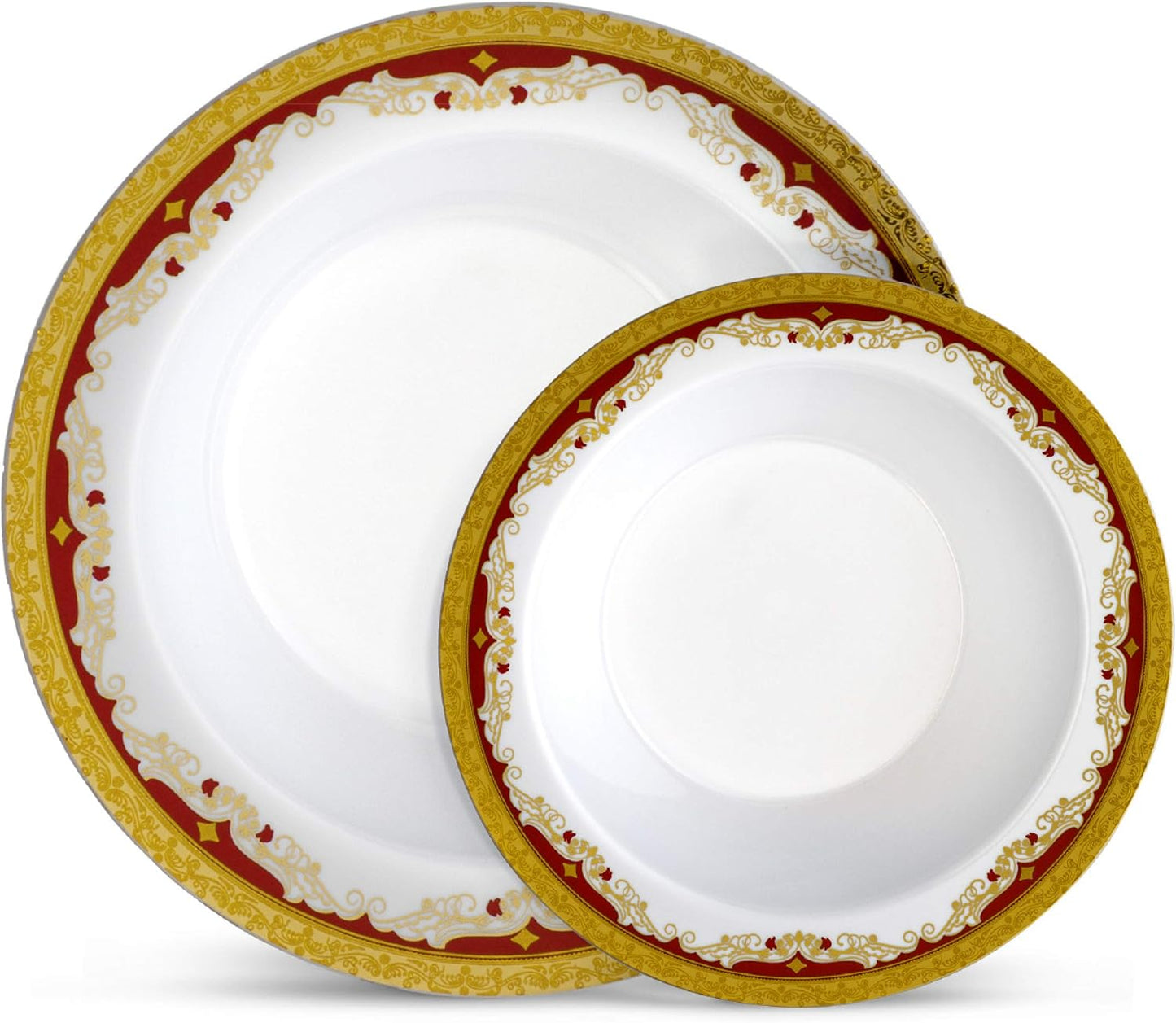 Essentials Party Plates Set of 64 Disposable Combo Set, Plastic Dishes