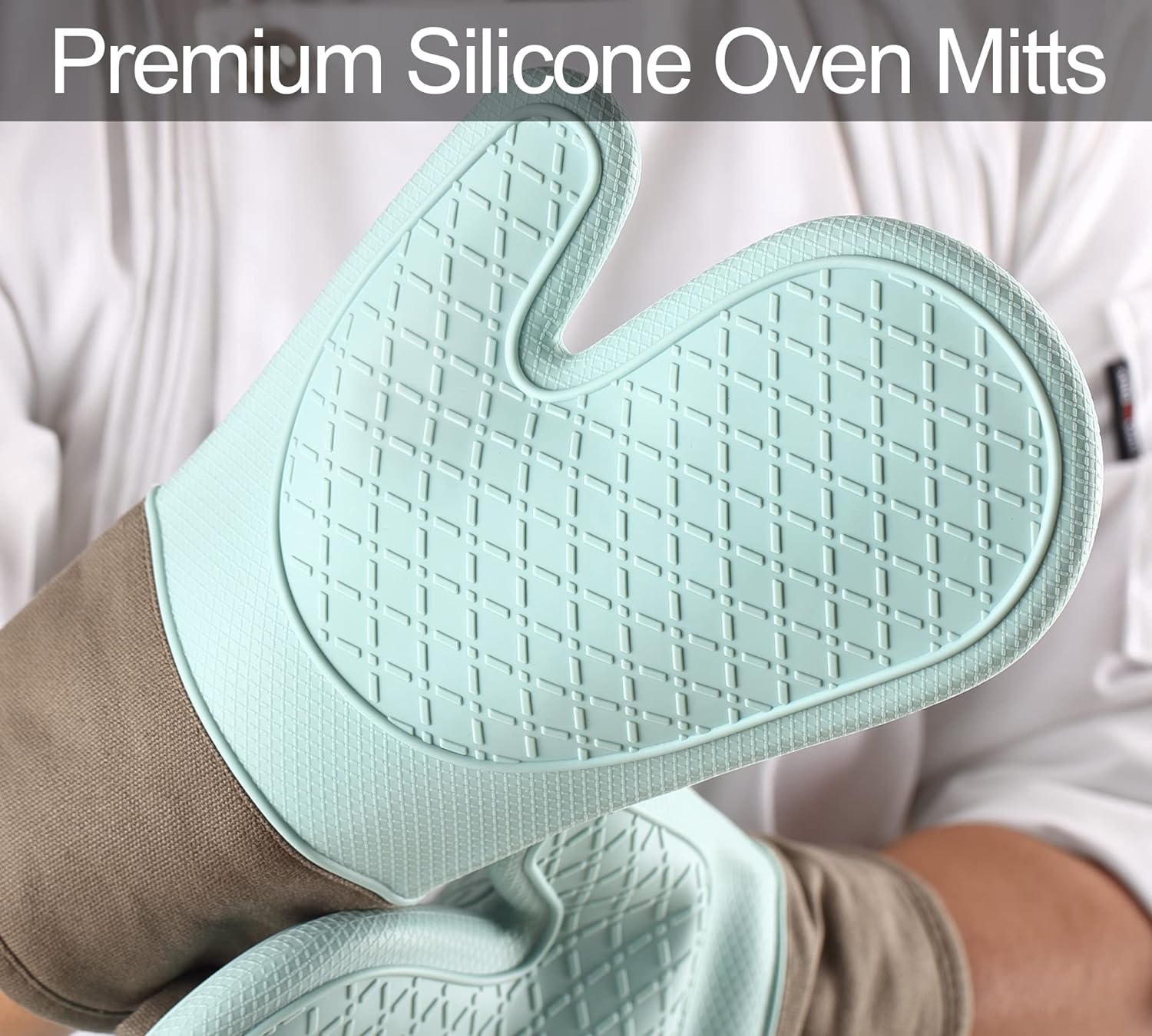 Essentials Oven Mitts and Pot Holders Sets, Silicone Oven Mitts Heat Resistant 600F