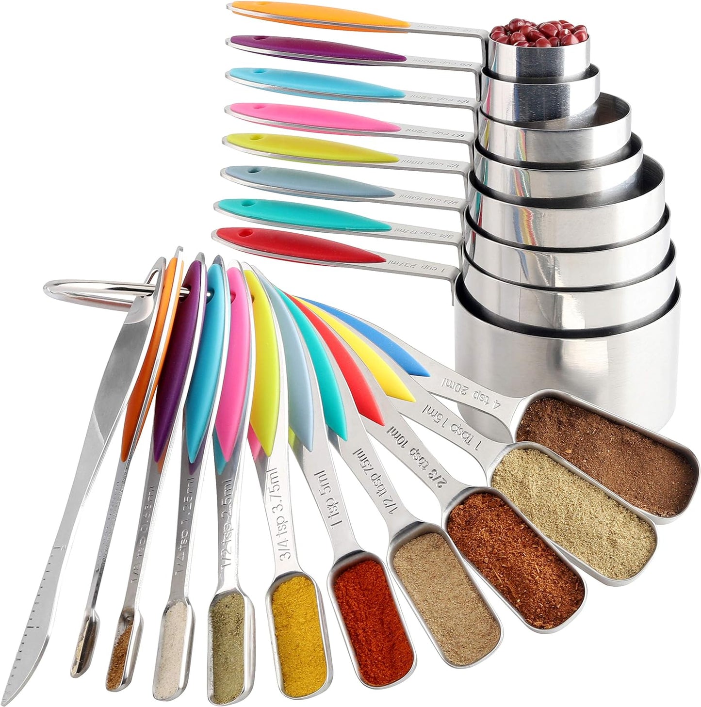 Essentials Measuring Cups and Spoons Stainless Steel Set of 19 