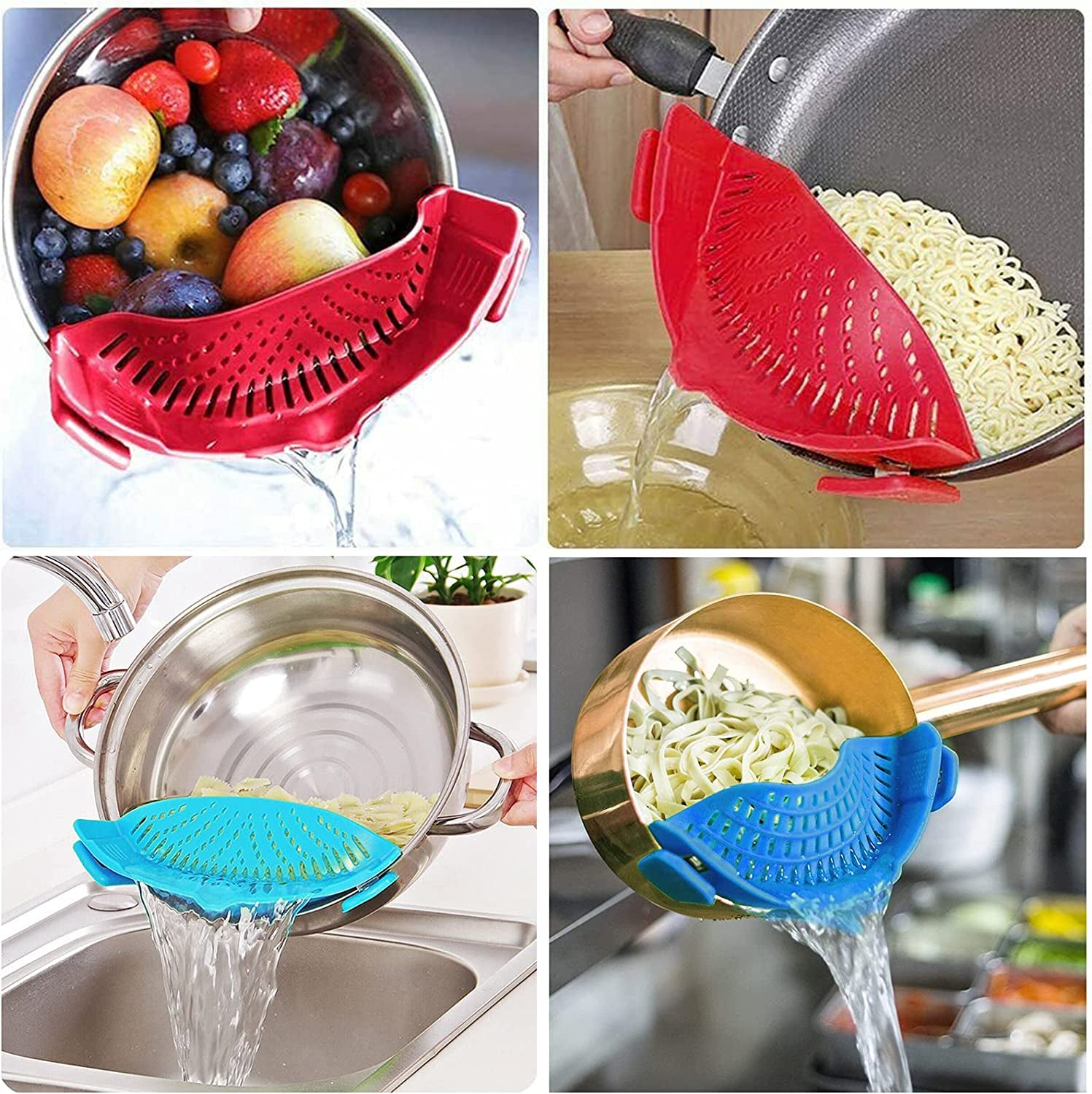 Essentials 2 Pcs Clip on Pasta Strainer