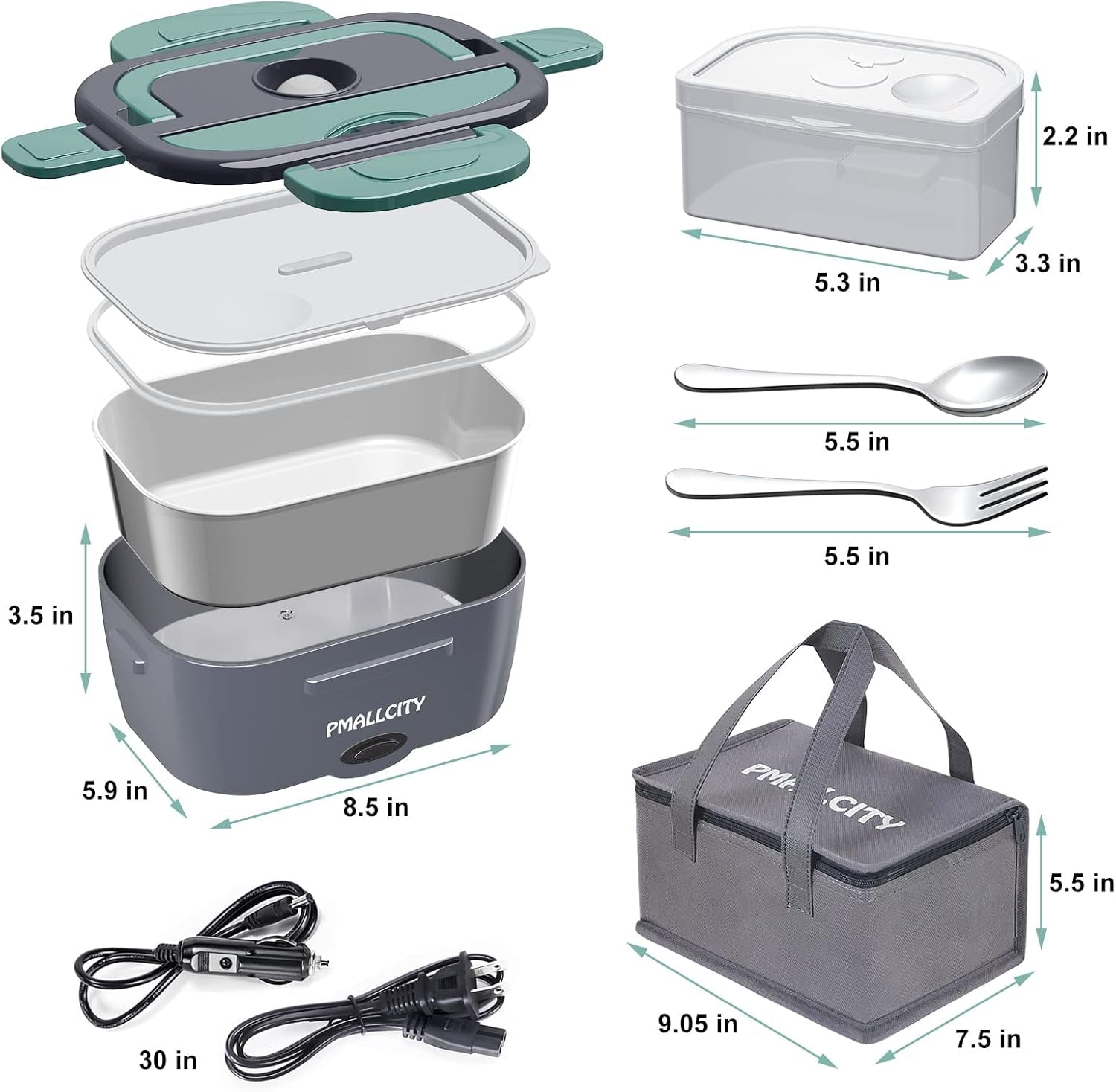 Essentials Portable Electric Lunch Box with Fast Charger