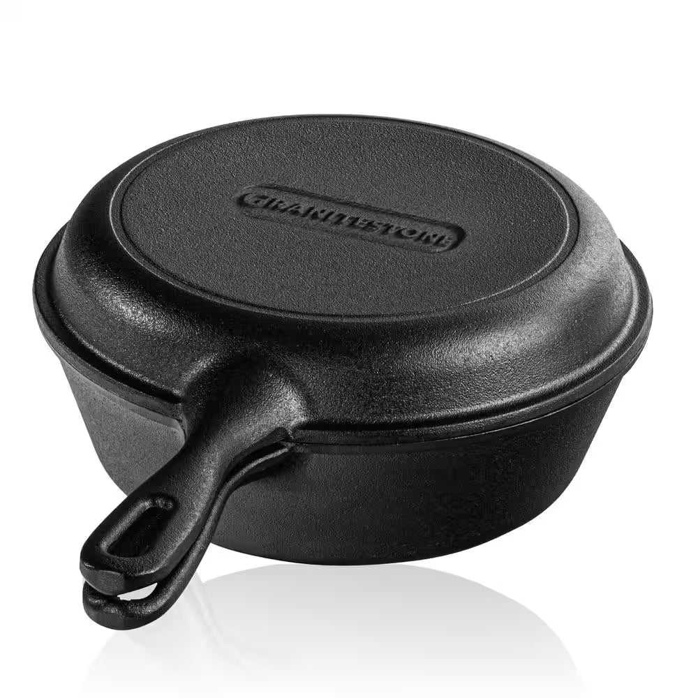 Essentials 10.25 In. 2-In-1 Pre-Seasoned Cast Iron Cooker Combo Skillet