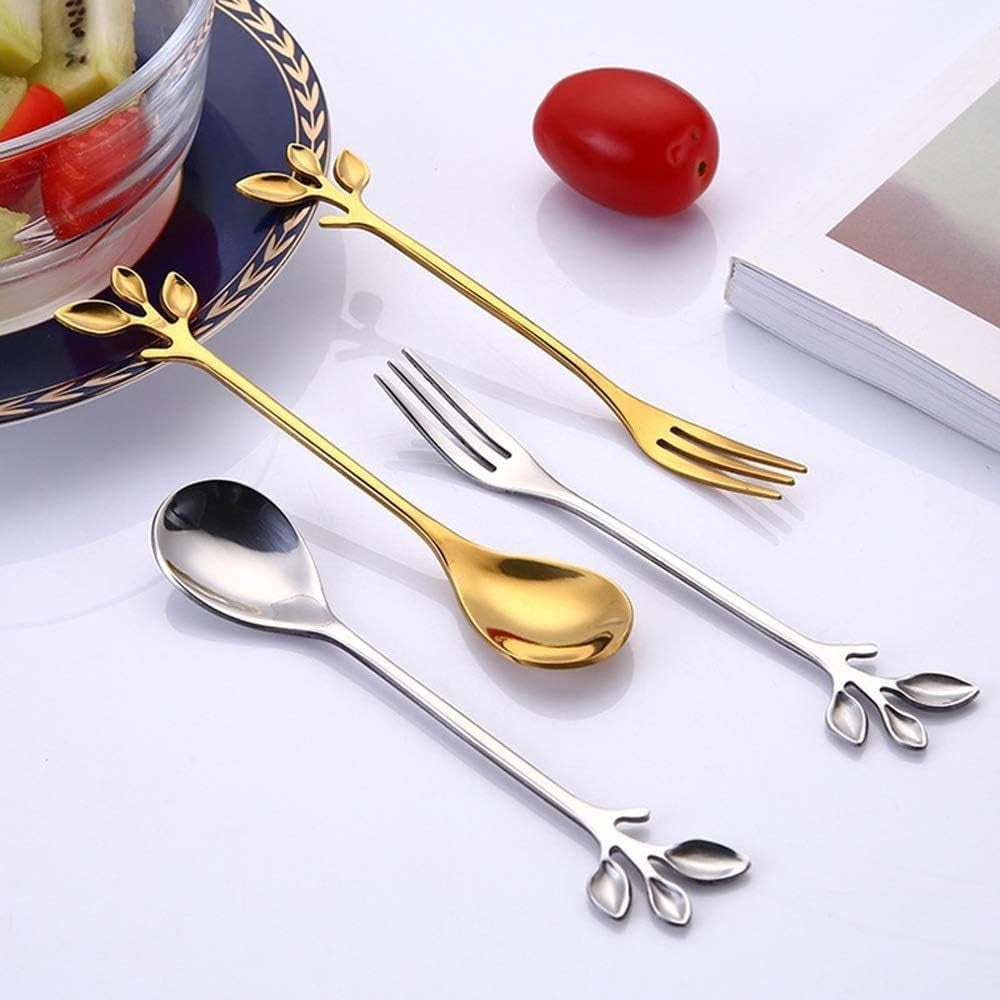 Essentials 10-Piece Silver Mini Leaf Dessert Forks Set 