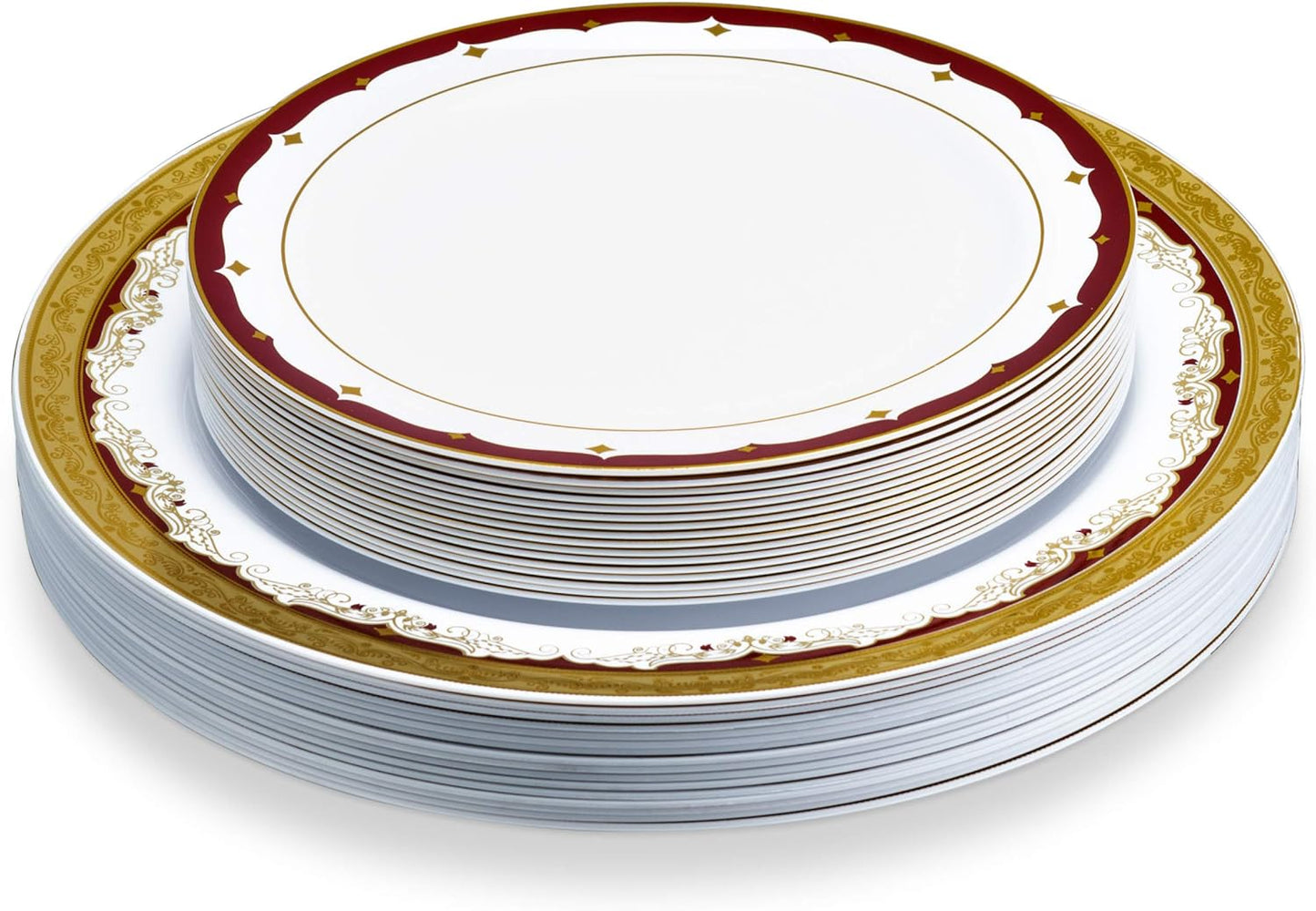 Essentials Party Plates Set of 64 Disposable Combo Set, Plastic Dishes