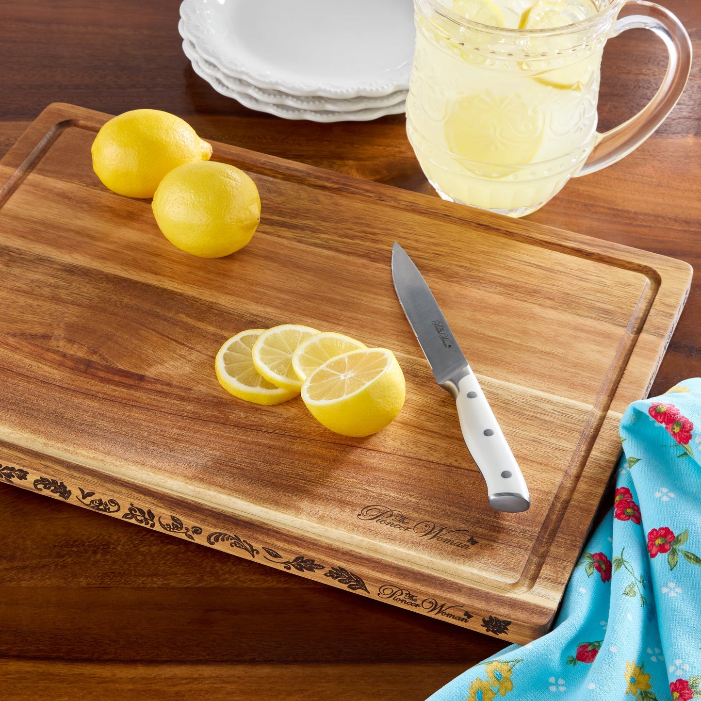 Essentials Birdie Botanicals 13" X 18" Acacia Wood Cutting Board