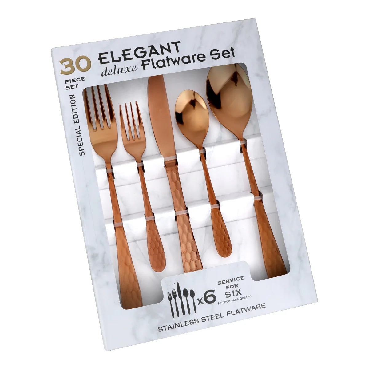 Essentials 30-Piece Copper Silverware Flatware Cutlery Set