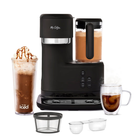 Essentials Single Serve Frappe and Iced Coffee Maker By Mr. Coffee with Blender, Black