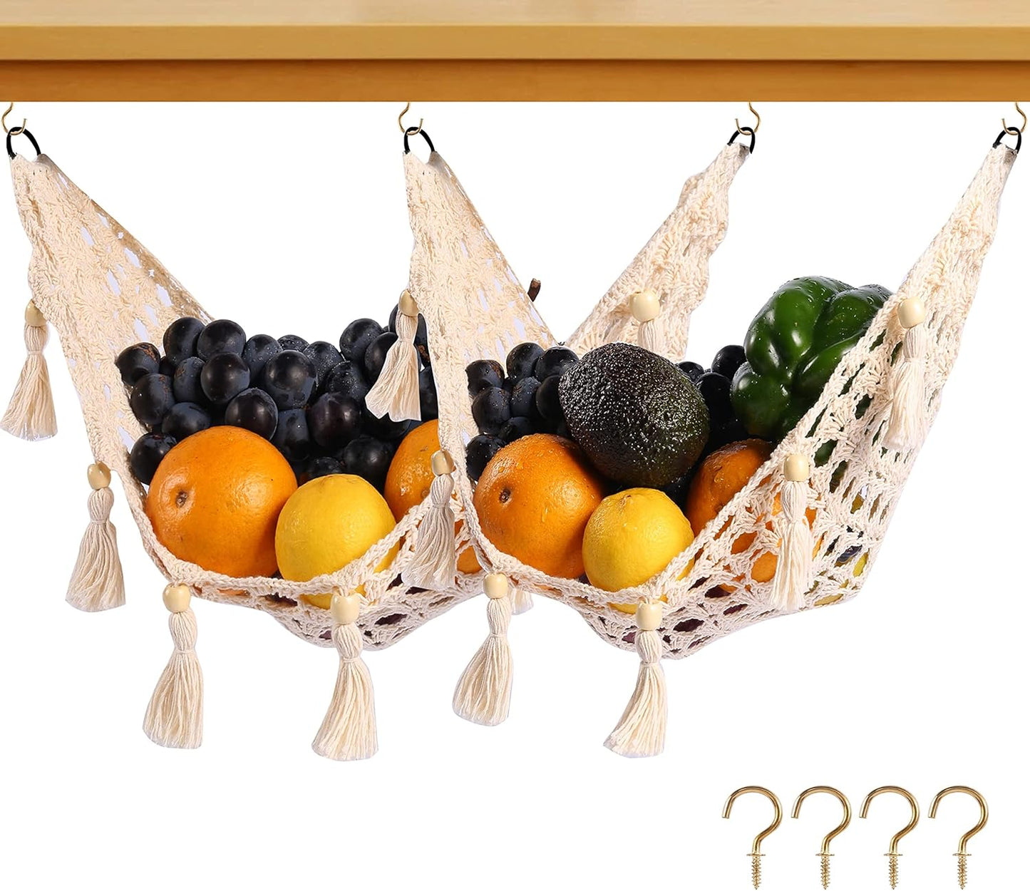 Essentials Fruit Hammock under Cabinet 2 Pcs with 12 Tassels