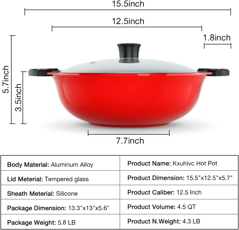 Essentials Hot Pot with Divider for Induction Cooker - 4.5 Quart (White)