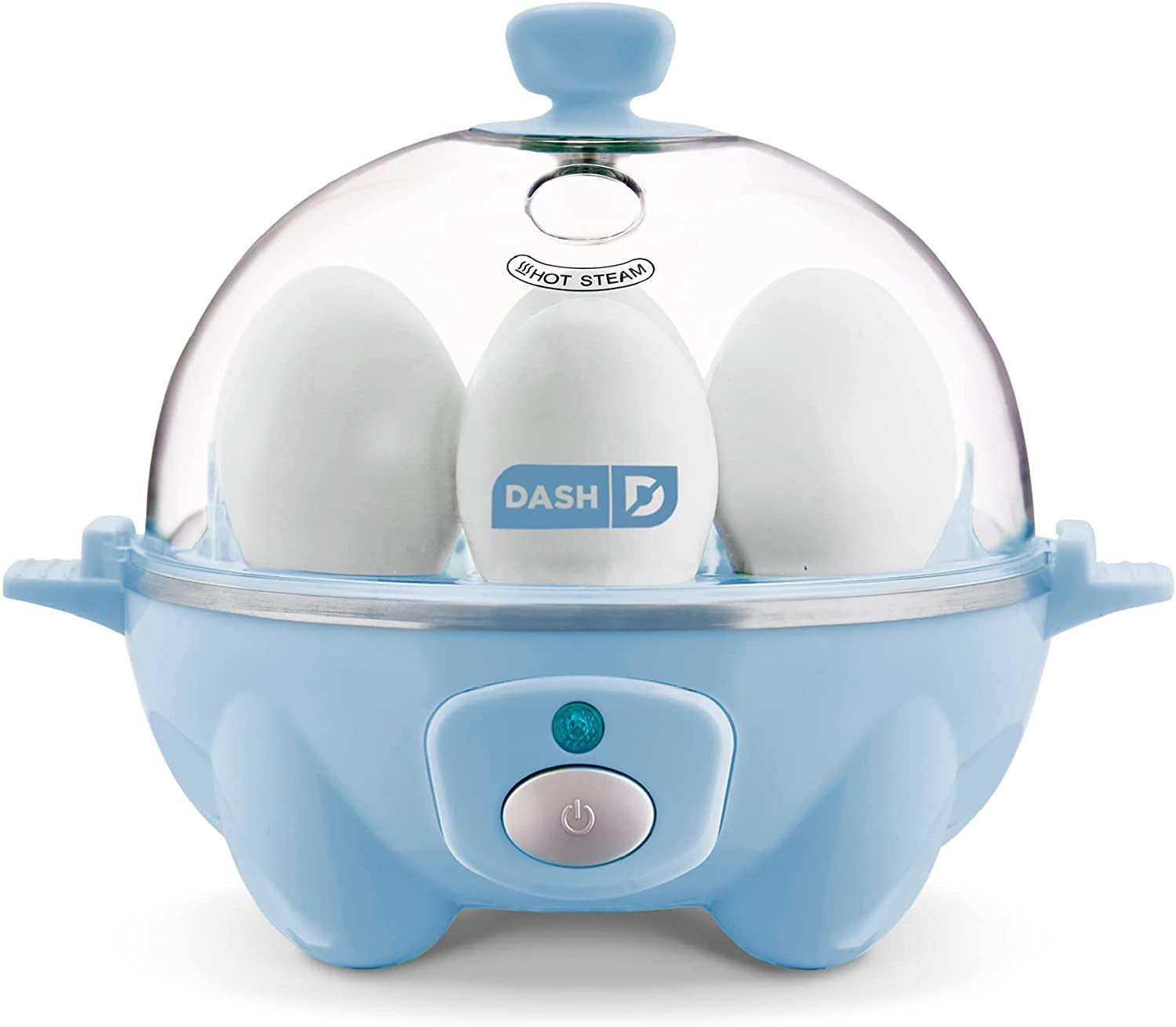 Essentials Rapid Egg Cooker: 6 Egg Capacity Electric Egg Cooker for Hard Boiled Eggs, Poached Eggs, Scrambled Eggs, or Omelets with Auto Shut off Feature - Dream Blue