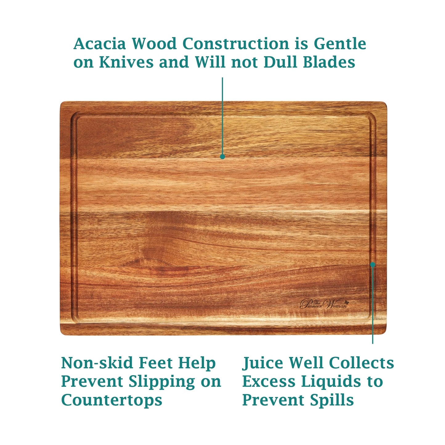 Essentials Birdie Botanicals 13" X 18" Acacia Wood Cutting Board