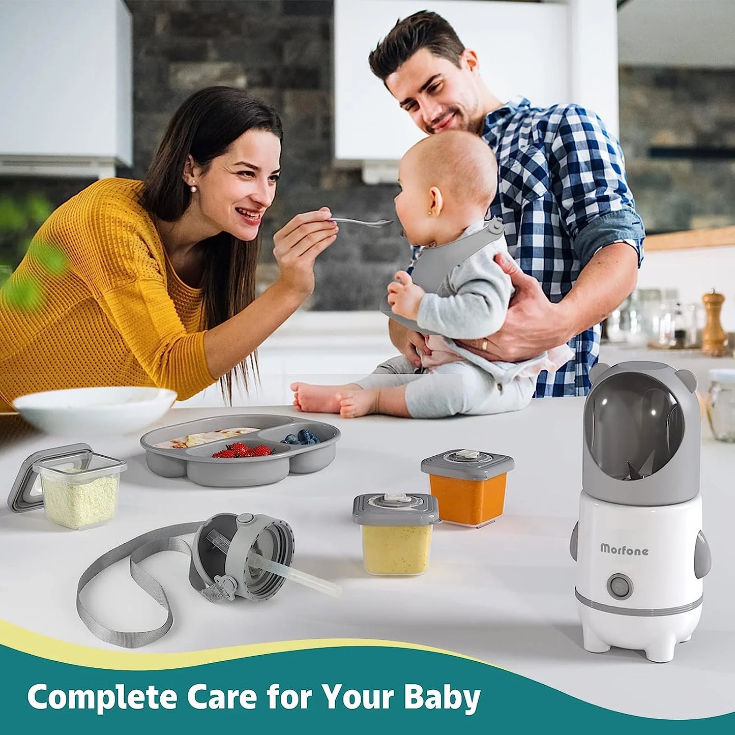 Essentials Baby Food Maker, 17 in 1 Baby Food Processor, Food Blender with Baby Food Containers, Grey