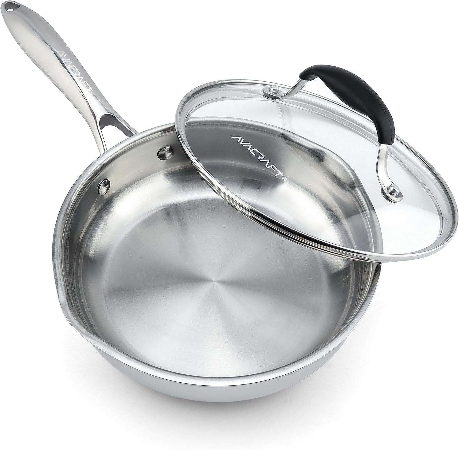 Essentials 18/10 8 Inch Stainless Steel Frying Pan with Lid