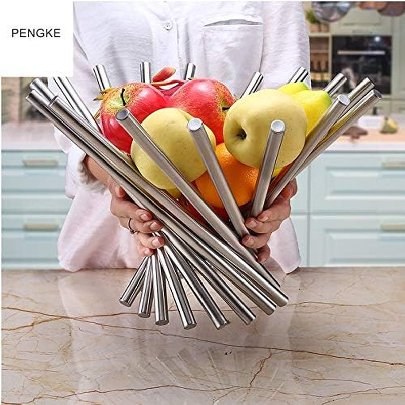 Essentials Fruit Bowl,Stainless Steel Rotation Fruit Basket for Kitchen Counter