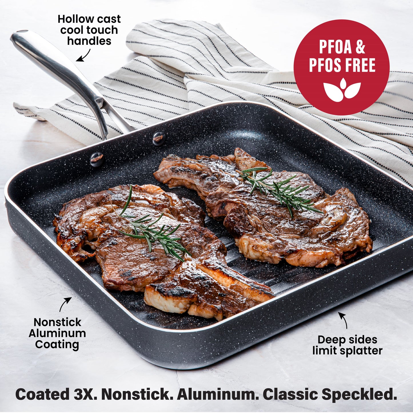 Essentials Nonstick Grill Pan 10.5" Square Skillet 