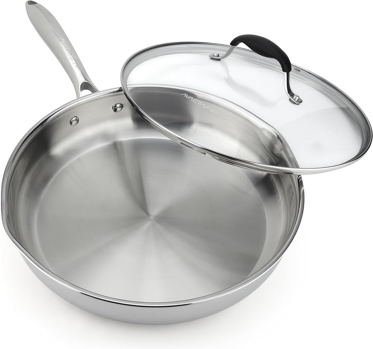 Essentials 18/10 8 Inch Stainless Steel Frying Pan with Lid