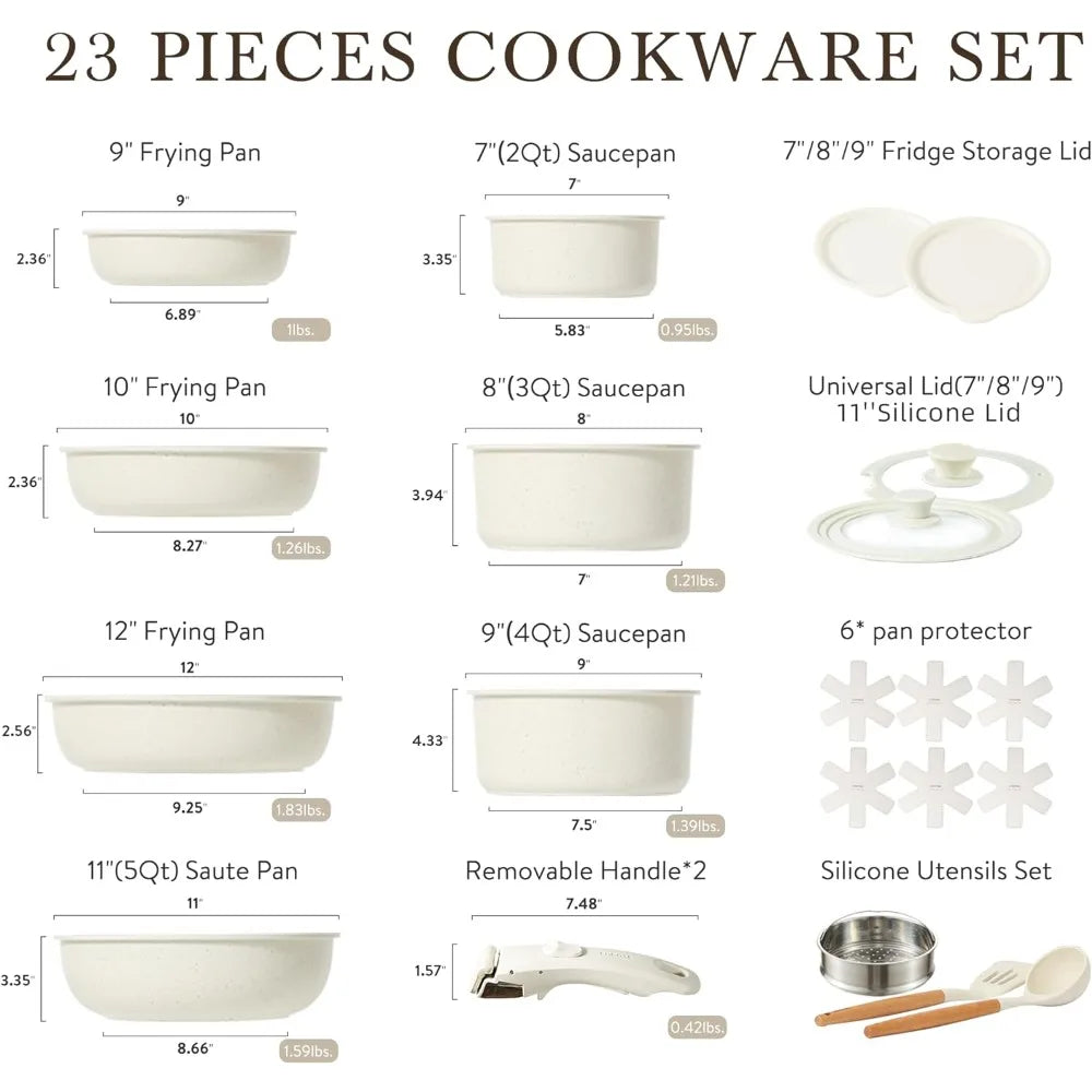 Essentials Pots and Pans Set, Nonstick Cookware Set Detachable Handle