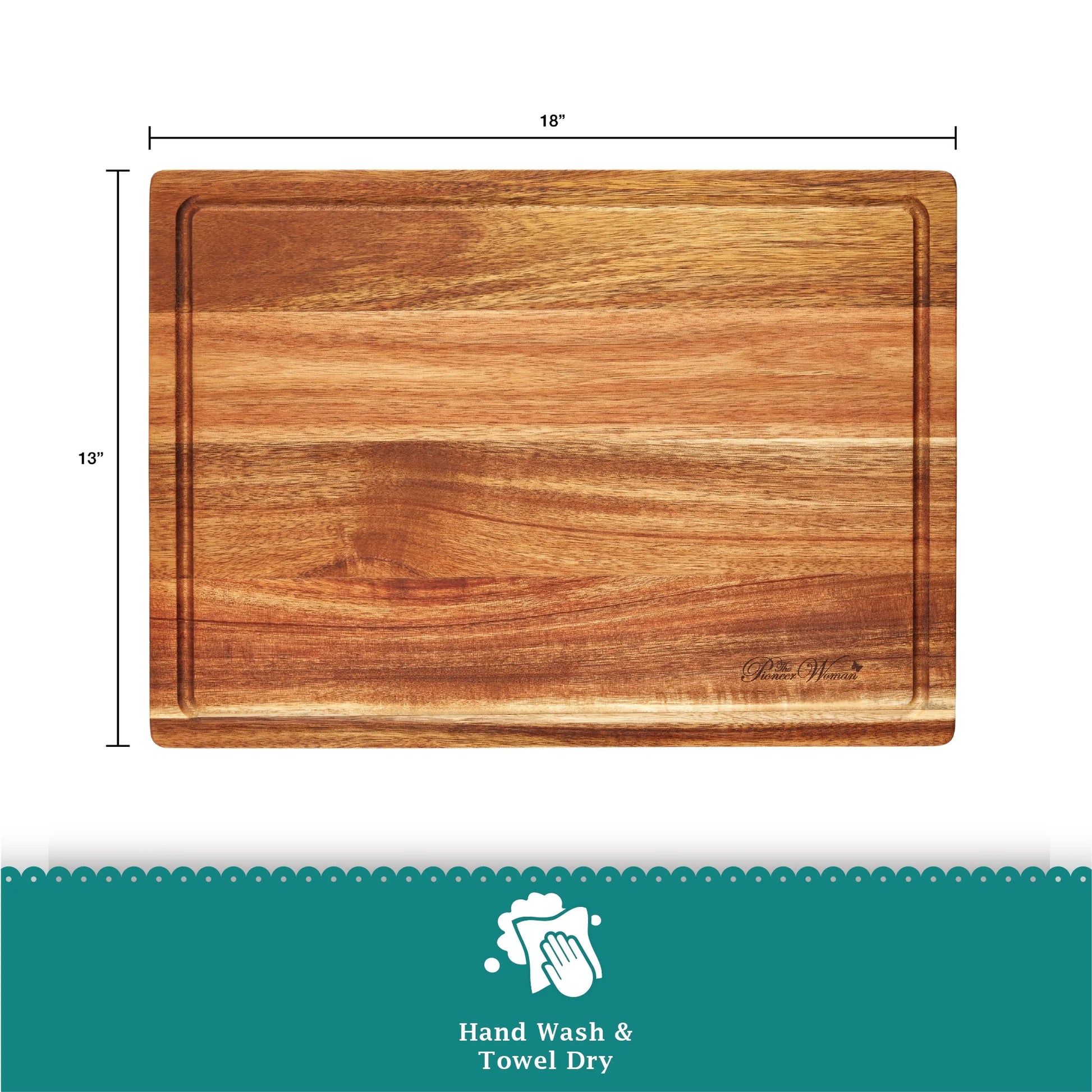 Essentials Birdie Botanicals 13" X 18" Acacia Wood Cutting Board