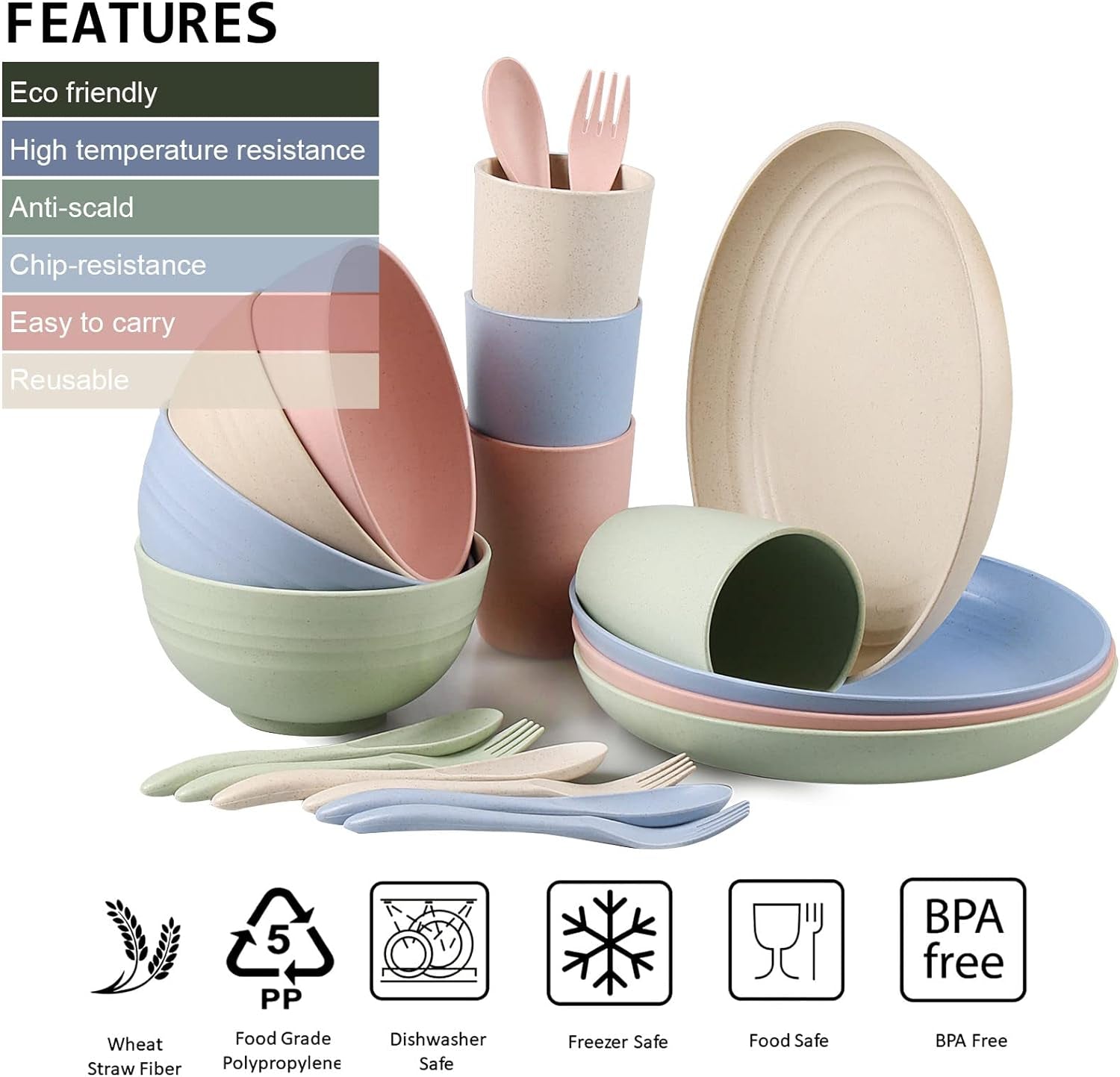 Essentials Wheat Straw Dinnerware Sets