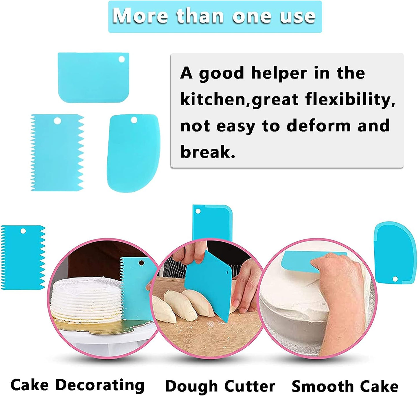 Essentials 3 Pcs Cake Scraper Smoother Set