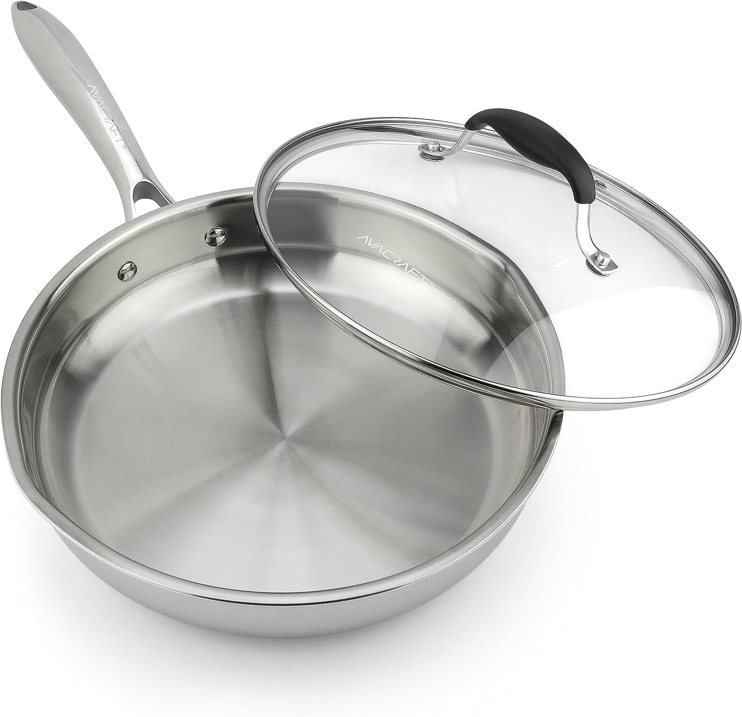 Essentials 18/10 8 Inch Stainless Steel Frying Pan with Lid